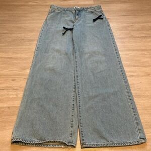 Super Baggy‎ Wide Leg Jeans w/ Bows Womans 32x30 | Y2K Skate Vintage